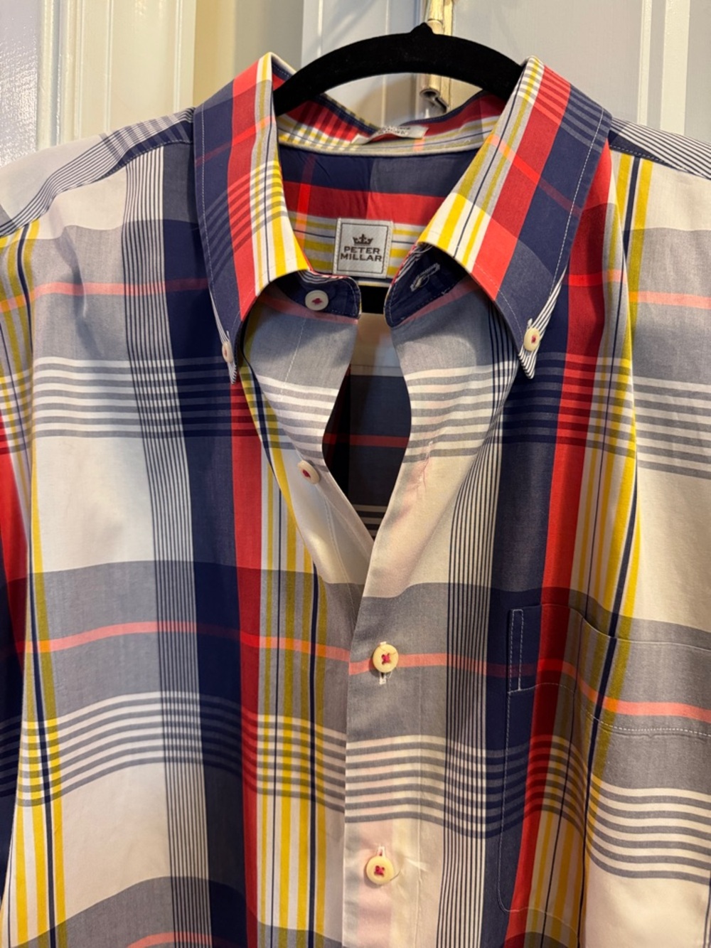 Peter Millar Men's Plaid Button-Down Shirt - Navy, Red & Yellow